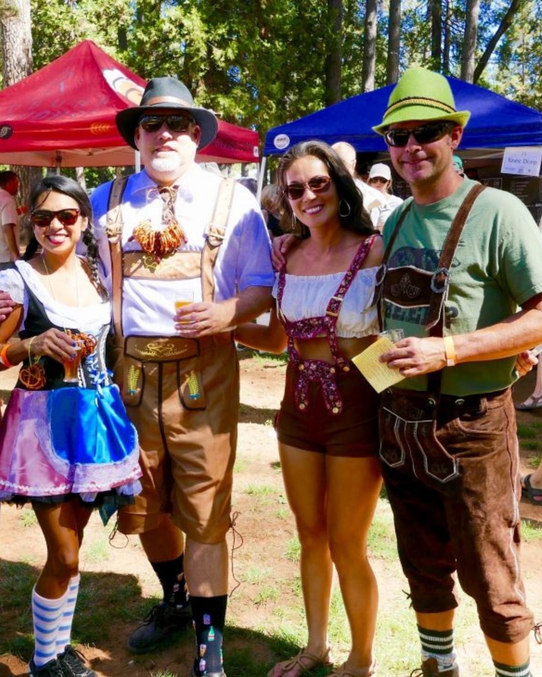 Nevada County festival with people in Oktoberfest attire celebrating outdoors